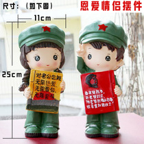 Home decorations desktop lovers bedroom room small red army resin doll ornaments large creative piggy bank