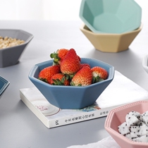 Polygon salad bowl matte gray blue powder solid color creative Japanese macaron sauce bowl bucket hat ceramic rice bowl