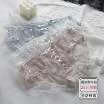 Japanese light and thin bow mesh cross strap cross strap sweet sexy cute girl underwear 100% cotton crotch breifs