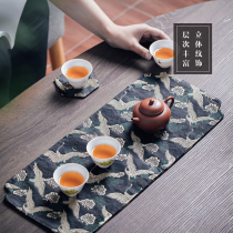 Minimalist Space Small Tea Mat Cup Mat in State Wind Artisanal Brocade Fairy Crane Siderlin Pattern Cloth Art Tea Mat Tea Road Spare Parts