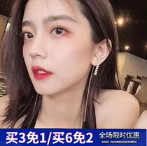 Cotton sliver insect spring and summer new celebrity temperament rear hanging Pearl Silver Needle tassel chain EAR thread earrings female ear clip