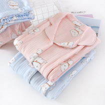 Confinement clothes Spring and autumn three-layer inner and outer layers of pure cotton postpartum pregnant women pajamas Autumn and winter maternal cotton nursing and feeding clothes