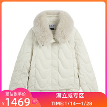 (Same style in shopping mall) LILY2022 winter new womens clothing soft fox fur collar temperament solid color down jacket jacket