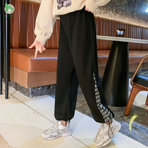 Girls autumn wide leg pants 2021 New loose girls foreign style sports pants spring and autumn childrens fashion casual pants tide