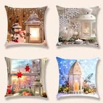 Cushion Covers Square Santa Claus Pillow Cases Home