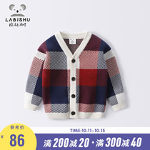 Rabbi Tree Childrens Wear Boys Knitted Cardigan 2021 Spring and Autumn Childrens Sweater Jacket Baby Loose Knitting