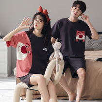 2 sets of price pure cotton lovers sleepwear women Summer Korean version pure cotton short sleeve shorts Korean version Home Clothing Male slim suit