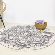 Nordic Minimis Ins Round Ground Mat Living Room Bedroom Bedside Carpet Abstract Cloth Art Home Cotton Thread Woven Foot Mat