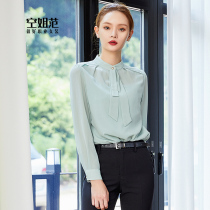 Mint Green Chiffon Shirt Women Long Sleeve Autumn High-end Business Clothes Shirt Temperament Simple Korean Workwear
