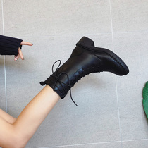 Martin boots Inn Wind 2021 autumn Winter New gush rough heel midcylinder boot 100 lap net red bursting short boot child