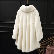 Mink fur coat female whole mink 2021 new medium length young velvet water mink fur fur coat female winter FD7294