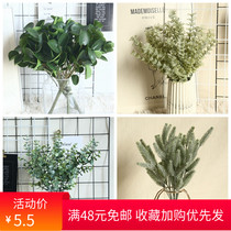 Simulation Eucalyptus with grass indoor and outdoor set Fake flower wall garden Wedding decoration Studio shooting decorative props