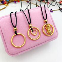 Zhou Dafu Huanmei Suring Loving Pendant Female Ancient Wind Woven Necklace Adjustable 100 hitch matt yellow gold color accessories