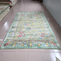 Pure Hand Knotted Green Real Silk Silk Modern Simple Yoda Field Living Room Living-room Bedroom Book Room Bedside Carpet collectible