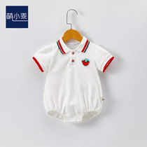 Newborn baby summer dress short sleeve 2 - 3 months girl triangle climb male conglomerate ocean cute outfit 9