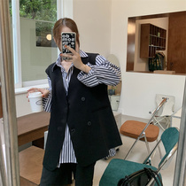 2021 Spring Autumn New Kan Shoulder Exterior Lap Suit Waistcoat Waistcoat Womens Early Autumn Nets Red Phara-style laminated wearing waistcoat jacket