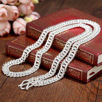 S990 Pure Silver Necklace Mens Coarse WHIP CHAIN FLAT CHAIN BABY CHILDREN SILVER CHAIN SUBCUSTOM FLAT CHAIN