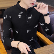 Long sleeve T-shirt mens spring autumn season new trend personality to fix the Korean version handsome with the bottom polo shirt for the bottom polo
