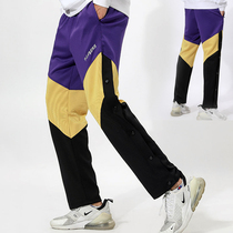 Basketball pants Half open button pants Basketball training pants Fitness sports pants Calf side open pants Loose running casual pants