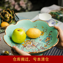 Creative ins Wind ceramic fruit plate home decoration ornaments American living room coffee table table large dried fruit plate