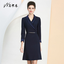 2021 autumn and winter New Business wear fashion elegant female dress slim slim overalls A- line dress