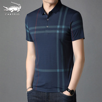 Alligator mens short-sleeved T-shirt lapel trend polo shirt summer ice Silk Loose casual dad top