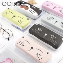Glasses case ins Girl portable anti-pressure eye accessories Sunglasses case Retro literary storage box Folding mirror box