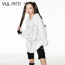 viapitti love letter vests women's hooded pullover 2021 new autumn loose design jacket