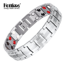 Negative ion balance energy bracelet helps sleep black technology Sports strength fitness bracelet male magnet titanium steel germanium Stone