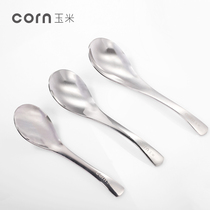Corn 304 stainless steel spoon Home thickened short handle Children Learn to eat with a small soup spoon tablespoon iron spoon spoon