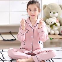 Childrens pajamas Girls spring and autumn long sleeve pure cotton cute princess baby cartoon little girl middle and large childrens home clothes