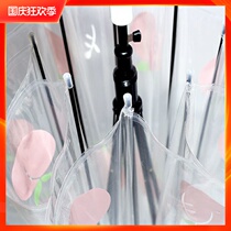 Children transparent straight handle umbrella fashion cartoon student female umbrella Net red hipster cartoon automatic long handle straight rod umbrella