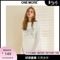 ONE MORE2019 autumn and winter new white letter printing long-sleeved casual round neck pullover knitted top female