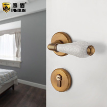 European and American door lock yellow bronze ceramic split lock toilet indoor bedroom solid wood door lock handle mute