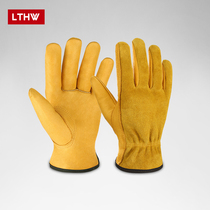 LTHW travel Teng outdoor cowhide gloves wear-resistant high temperature flame retardant heat insulation anti-hot field camping retro gloves