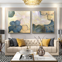 Hand-painted Oil Painting Light Extravagant Flower Living Room Sofa Background Wall Genguan Modern Minimalist Decoration Painting Gold Leaf Restaurant Hanging Painting