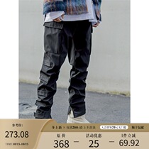 BONELESS 19AW Velcro stitching three-dimensional cut pocket nylon composite tooling casual zipper trousers