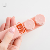 Simple and cute portable invisible myopia glasses companion box Contact lens double box Portable care cleaning storage box