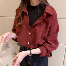 Fake Two Shirts Women Design Sensation Small Crowdfall 2021 New Retro Port Taste Stack Lining With Long Sleeve Blouses