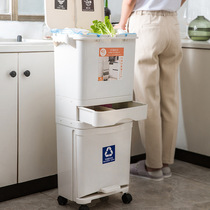 Japan-style Double Layer Trash Can Creative Classification Home Dry Wet Separation Bins Kitchen Sorting Trash Cans Large Capacity