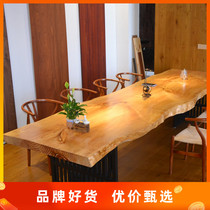 Retro log desk wrought iron wood tea table Big Board conference table dining Workbench computer desk table and chair combination