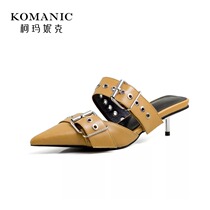 Comanique 2021 spring and summer new buckle womens single shoes all-match fashion shallow thin heel pointed sandals women