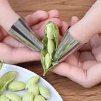 Iron nail protective sleeve edamame peeler stainless steel