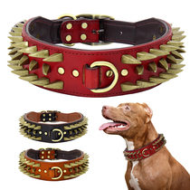 Large Dog Collar Vicious Bully Dog Casrodog Special Genuine Leather Rivet Item Ring Medium Dog Bulldog Roweiner Dog