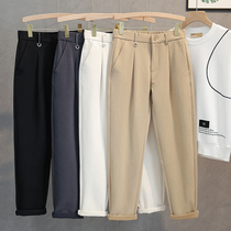 Autumn and winter mens loose Harlan casual pants Korean slim foot trousers elastic waist solid color trend mens pants