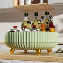 Kitchen rotating skin frame multifunctional soy vinegar bottle containing rack household seafood flavor bracket