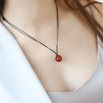 Zhu Sands Pendant Womens Section Natural Black Dazzling Amethyst Strawberry Crystal Sea Blue Treasure Virgin Stone White Crystal Necklace Lock Bone Chain