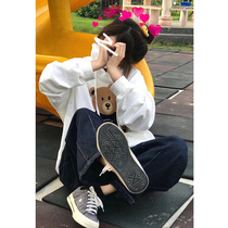 Ancient Japanese bear hooded sweater lazy loose loose men and women 2021 Autumn New coat BF couple coat tide