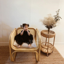 South Korea Ins Single Sofa Retro Small Tea Table Folk Guest House Guest House Casual Balcony Fujii Chair Bamboo Chizuna Vine Furniture