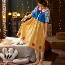 The fugitive princess short sleeve nightgown female spring and summer sweet mid-length dress Japanese cute princess style dress court home